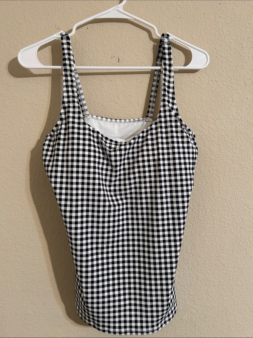 Lands End Black and White Gingham Swimsuit Top Beachy Vacation